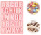 YALiya Molde De Silicona Con Letras, Alfabeto A-Z, 26 Piezas, Recubrimiento Antiadherente, Para Pasteles, Dulces, Repostería, Jaleas y Galletas (Rosa)