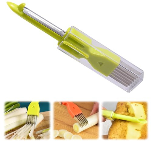 3 In 1 Sparschäler Gemüse Mit Shred Silk The Knife, Kartoffelschäler Pendelklinge, Tomatenschäler, Universal Sparschäler Edelstahl, Schäler Für Gemüse Obst (A-Grün)
