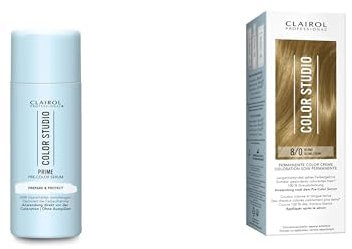 Clairol Professional Color Studio Haarfärbe-Set – Haarserum zur Vorbeugung von Schäden beim Haare färben (50 ml) + Haarfarbe Blond 8/0 (110 ml) – mit Metal-Purifier für 6 x weniger Haarbruch
