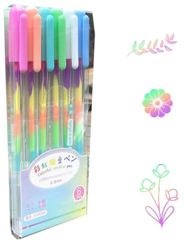 PEILINZE Textmarker, 6/12 x Regenbogen-Gelschreiber, bunt, Regenbogen-Kugelschreiber, Neon-Gelschreiber zum Schreiben, Zeichnen, Journaling, Skizzieren