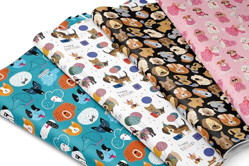 AIM & GGKK 8 Bögen Geschenkpapier Hundemotive (70x50cm) für Geschenke zum Geburtstag oder zu Weihnachten für Hunde, Hundebesitzer,Fellmama,Kinder,Mädchen und Jungen