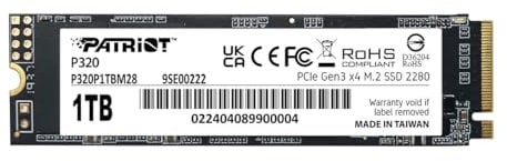 Patriot P320 1TB SSD Interne - NVMe PCIe Gen 3x4 - M.2 2280 - Disque SSD - P320P1TBM28