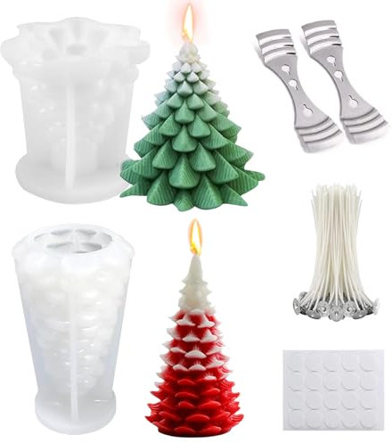 Komicea Kerzen Formen Silikon Silikonformen Gießformen Weihnachten, Kerzenformen zum Gießen, Kerzen Selber Machen Set Silikonformen Kerzenform für Weihnachtsdeko, Aromatherapie Kerzen, Handarbeit