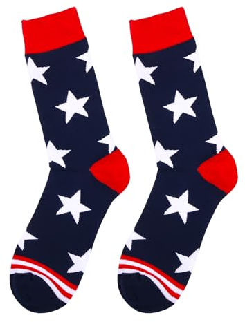JewelryWe Lustige Socken mit Amerikanischer Flagge Bunte Baumwolle Socken USA Flagge der Vereinigten Staaten Freiheitssocken Sterne Streifen Strümpfe Baumwollsocken Set für Herren Damen
