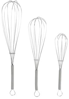 Zenker Set of 3 Wire Whisks, Stainless Steel, Small Medium & Large, Manual Egg Whisk, Baking Whisk, Pack of 3 Balloon Whisks for Cooking Whisking Beating & Stirring, Coil Handle & Hanging Loop, Silver