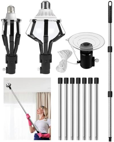 Light Bulb Changer Tool Set,High Ceiling Light Bulb Tool Changer with Pole,13ft Assembled Light Bulb Extension Poles,Ceiling Light Bulb Changer,Light Bulb Removal Tool for Ceiling and Recessed Lights