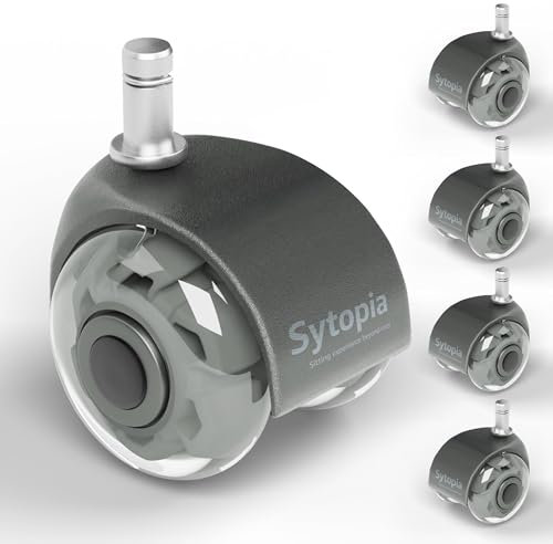 Sytopia Universal Bürostuhlrollen, 5er Set Bürostuhl Rollen 11x22MM, Perfekte Leise Gummirollen für Bürostühle, Rollen für Hartboden, Parkettböden (Hellgrau, Nicht für 1KEA)