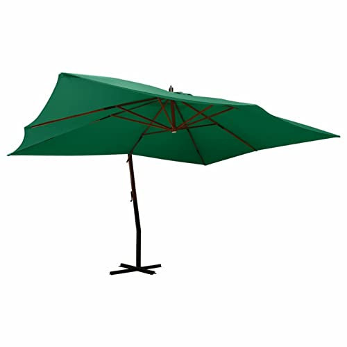 Xichuzi Sombrilla voladiza Poste de Madera Verde 400x300 cm, Parasoles De Jardin, Sombrilla Piscina, Sombrilla Terraza Exterior, Parasol Playa, Sombrillas para Jardin - 318428