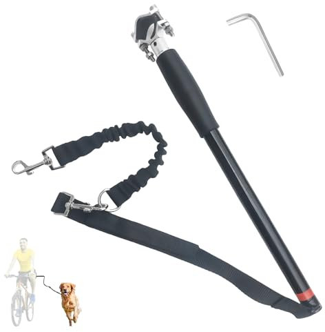 WIYETY Guinzaglio da bicicletta per cani: guinzaglio per cani retrattile, guinzaglio per esercizi, mani libere, con chiave esagonale e guarnizione in gomma, guinzaglio da allenamento per allenamento,
