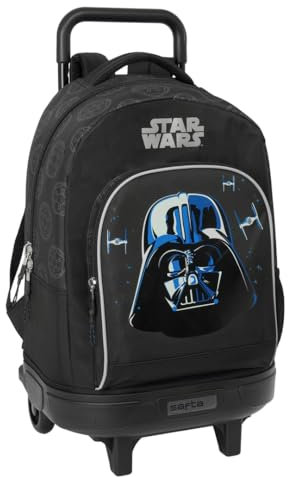 Star Wars Rebellion Großer Rucksack mit Rädern, kompakt, abnehmbar, ideal für Kinder verschiedener Altersgruppen, bequem und vielseitig, Qualität und Widerstandsfähigkeit, 33 x 22 x 45 cm, Schwarz,