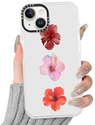 GZQHAZYW Coque pour Apple iPhone 14/iPhone 13 6,1, Transparente Fille Étui avec Aesthetic Fleur Motif Souple Silicone Housse Antichoc Protection Mince TPU Bumper Case pour Femelle Cover, 02