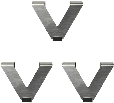 GARDINIA V-Dekohaken, Dekoration von Fenstern und Türen, Geeignet für Raffrollos, Gardinen und Vorhänge, Edelstahl-Optik, 2er-Pack, B8 x H6 cm (Packung mit 3)