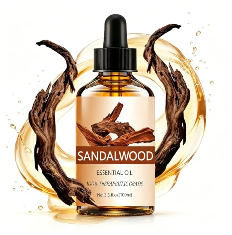 Ätherisches Sandelholzöl - Ätherisches Öl 100ml - Duftöl Diffuser Vanilleöl für Diffusor, Luftbefeuchter, DIY, Home,Wardrobes, Entspannen, Massage, Bad