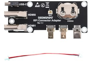 Carte adaptateur micro HDMI vers HDMI pour Raspberry Pi 5/4B, double sortie 4K avec alimentation USB-C et connecteur RTC Ba-ttery, extension facile pour bricolage, projets de codage et apprentissage