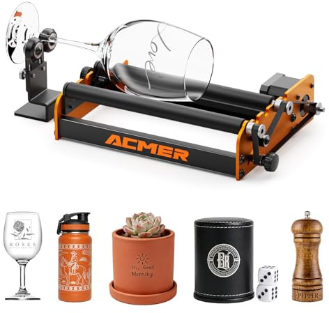 ACMER M2 Rotary Roller, Laser Engraver Y-axis Rotary 360° Roller with 4-138mm Engraving Space for Engraving Cylindrical Objects, Ring, Suitable for ACMER S2, P1 and Most Laser Engraver