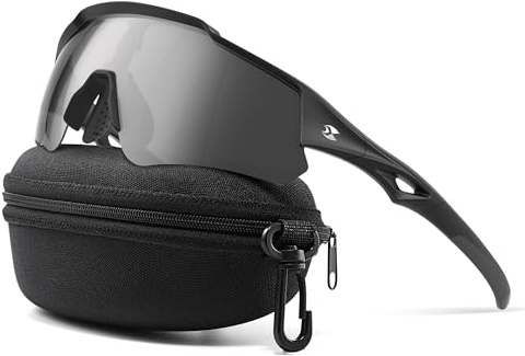 suoso Sportbrille-Fahrradbrille-Herren-Damen-Polarisierte-Sonnenbrille-Sunglasses-Men-Women-UV400 Schutz-Schnelle Brille Rave,D02-Schwarz-Grau
