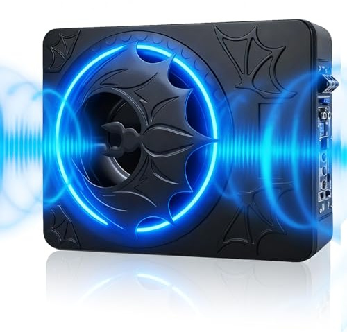 CAMECHO 1200W Subwoofer de Coche 10 Pulgadas, Inversor de Fase de 180°, de Graves Profundos 12dB, Filtro de Paso bajo de 50Hz-150Hz, Subwoofer de Audio para automóvil 10V-15V con Amplificador