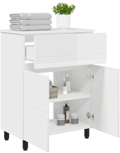 vidaXL Unidad de tocador de baño Blanco Brillante 60 x 35 x 80 cm