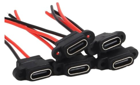 USB C Waterproof 2Pin Chassis Socket 3A Fast Charging Welding Port(15PCS)