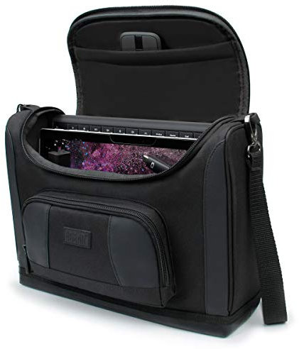 USA Gear Bolsa de Mensajero Pequeña Compatible con Microsoft Surface Pro 11 Generación, Surface Pro 10, Pro 9, Pro 8 - Bolsa de Hombro para Tableta de Viaje para Accesorios de Superficie (Negro)
