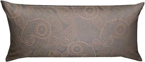 Bettwaesche-mit-Stil Mako Satin Damast Paisley Bettwäsche Garnitur Davos Kissenbezug 40x80 Gold braun - grau