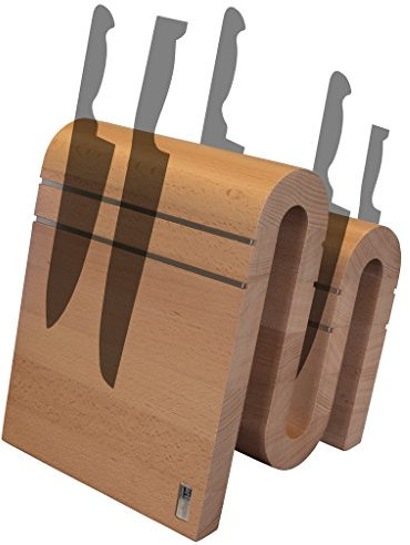 Arte Legno, magnetischer Messerblock und elegantes Küchenaccessoire, Buchenholz natur, 14 Knives