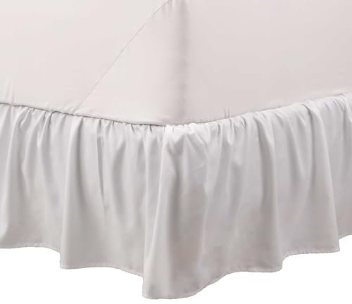 Martex King-Size-Bettrock mit Rüschen, einfach anzubringen, Mikrofaser, 38,1 cm Länge, Hotelqualität, Weiß