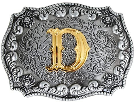 Herren-Gürtelschnallen, englischer Buchstabe in 3D, Westernstil, Cowboy-Alphabet, Initiale, Gürtelschnallen für Herren Gr. onesize, D