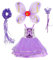 Tante Tina - Costume da fata delle farfalle per bambina, 4 pezzi, con vestito in tulle, ali, bacchetta magica e cerchietto per capelli, colore viola, adatto per bambine da 2 a 8 anni