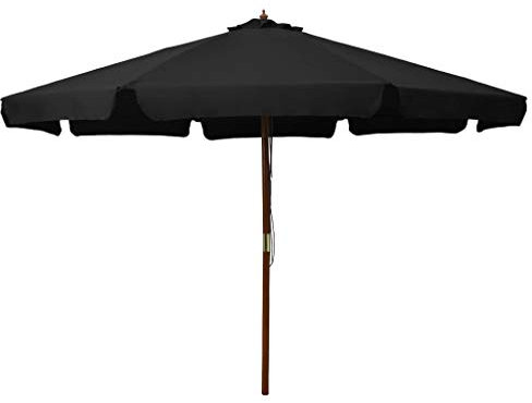 Extaum Sombrilla de Jardín con Palo de Madera Negro 330 x 254 cm, Sombrillas Terraza Sombrilla Jardin Exterior Sombrilla Playa para Patio Terraza Playa