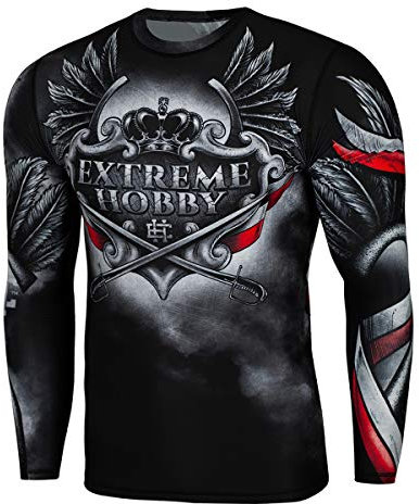 EXTREME HOBBY Langarm-Rashguard, Langen Ärmeln, Sport Tshirts Herren, Kampfsport, Funktionsshirt, Fitnessshirt Männer, Kompressionsshirt Rash Guard