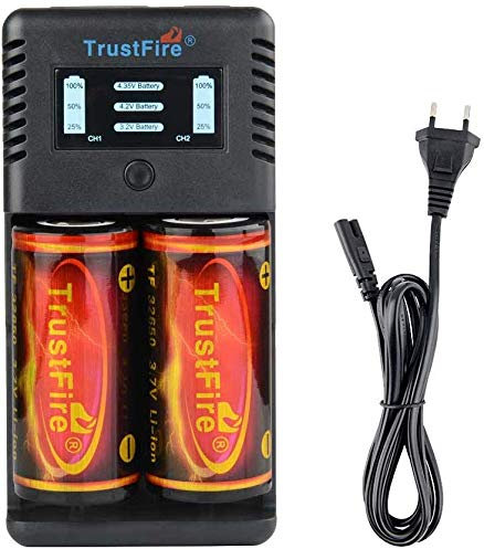 TrustFire TR-019 32650 26650 18650 Ladegerät Intelligent Akkuladegerät - 2 Slots 21700/20700 / 18350/14500 AC 100-240V/5,5mm DC 12V