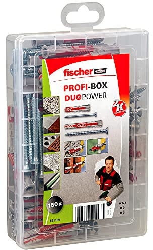 fischer-PROFIbox DUOPOWER + Tornillos, caja de tacos y tornillos, maletin de 150 uds.