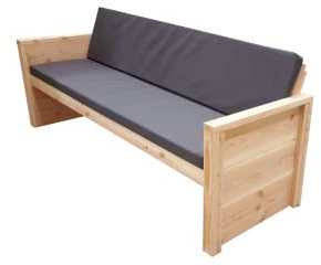 wood4you Gartenbank Holz Vlieland - Wetterfest Massivholz rustikal - Holzbank Sitzbank Balkonmöbel Terassenmöbel mit Kissen - DIY Baumbank mit Lehne - Douglasienholz