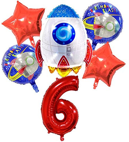 DIWULI Weltraum Geburtstag 6 Jahre Ballon Set - Luftballons