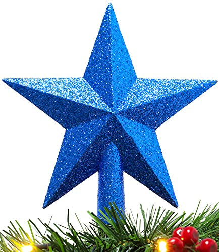 Christmas Concepts® 20cm Glitter Tree Top Star Decoration – Christmas Tree Topper (Royal Blue)