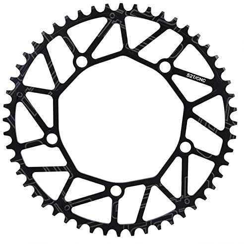 Kuuleyn Plato de Bicicleta, 50/52/54/56/58t Dientes positivos y Negativos al Aire Libre 130 Bcd Manivela Disco único Aleación de Aluminio Rueda de Cadena de Bicicleta Plato (52T)