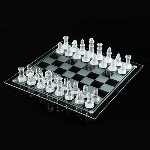 Ajedrez Vidrio Crystal Chess Luxury Gathering Games Juegos de Mesa Familiares Adultos Xadrez Chaquete Adorno de Decoración de Escritorio,8×8in