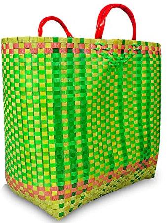 Shop-of-Wonder Shopper Tasche Einkaufskorb | ❤️Handarbeit aus geflochtenen, recycelten PET Spanngurten - extrem stabil – belastbar | jeder Korb ein Unikat (XL - 70 Liter)