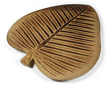 Intertoys Holz Schale in Blattform Deko Schale Tischdeko Naturprodukt Ablageschale