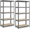 SONGMICS Schwerlastregal, 2er Set, Stahl, Regal, kein Werkzeug erforderlich, Lagerregal, für Garage, Keller, Lagerraum, Werkzeug, Fitnessgerät, bis 600 kg belastbar, 50 x 100 x 200 cm, grau GLR050G02