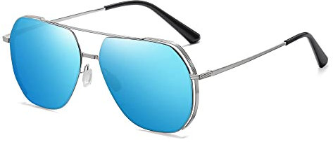 Cyxus Unisex 1046e18 Sonnenbrille, 19 Linse Blau Rahmen Silber