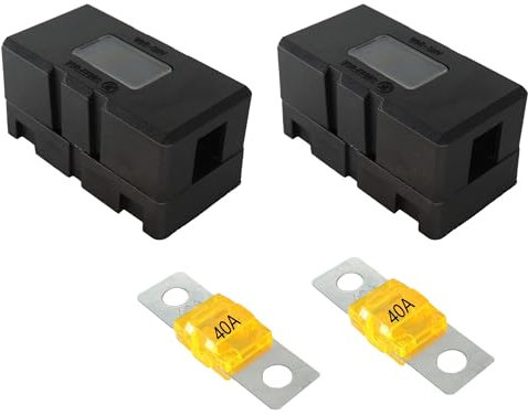 HISports Midi Sicherungshalter, 2 Stück ANS Auto-Sicherungshalter und 2 Stück Mega Sicherung 40A Ampere Mega Sicherungshalter Auto Sicherungshalter für Autos LKWs Fahrzeuge