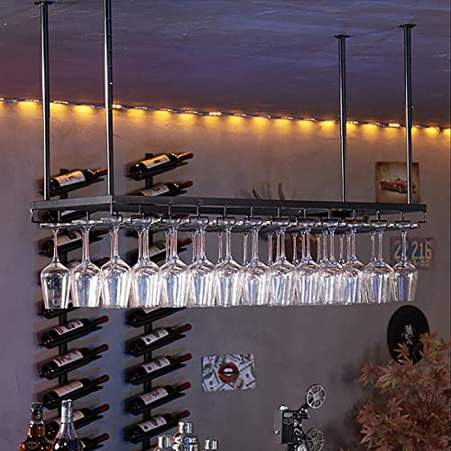 AYVADA unità Bar da Appendere al Soffitto Porta Bicchieri da Vino Appeso a Parete Calici Bicchieri da Champagne Scaffale Portaoggetti, Soffitto Artistico in Ferro Altezza Regolabile Portabottiglie