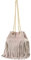 modamoda de T244 Damen Schultertasche Wildleder mit Fransen und Goldkette handmade in Italy, Farbe:Rosabeige