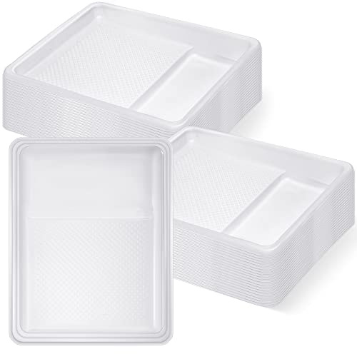 Geelin 40 Stück 22,9 cm Einweg-Farbwanneneinlagen, weiß | Robuste Kunststoff-Farbschalen, langlebig, großes Fassungsvermögen, leicht zu reinigen, ideal für Heimdekoration, Wandmalerei