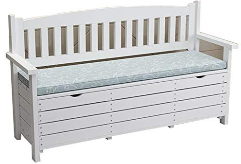 ZMYJTO Park Bench Aufbewahrungsbänke für den Außenbereich, wetterfeste Terrassenbank aus Massivholz mit Kissen, doppelte Hofbank mit Rückenlehne und Armlehnen, zur Aufbewahrung von Gartengeräten/Ou