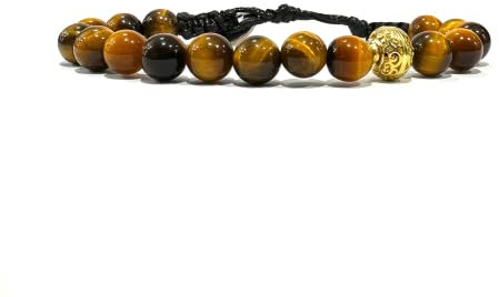 Samsara Bracciale Tibetano Buddista, lunghezza Regolabile, gioiello mistico Portafortuna - Filo in cotone cerato ad alta resistenza (OCCHIO DI TIGRE)
