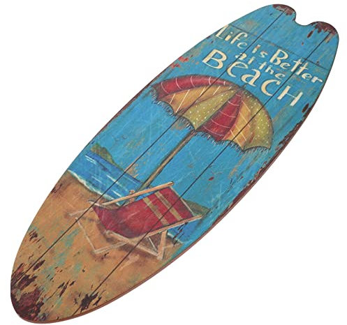 Veemoon Deko Surfbrett Wandschild Surfer, Surfbrett Holzschild Außendeko Für Sommer Innenbereich Zuhause Bar Folklore-Wanddekoration (17.7in)