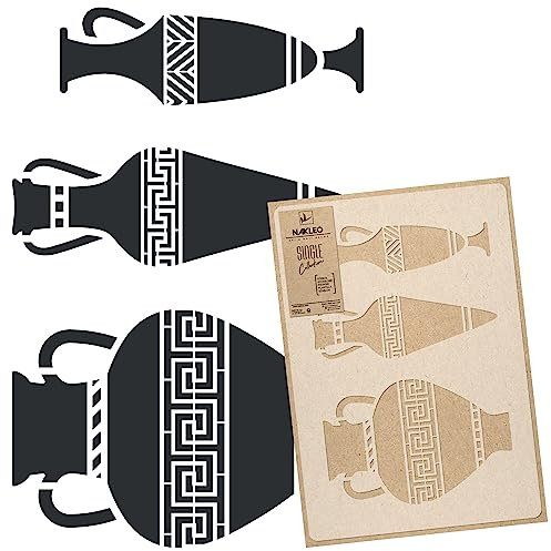 NAKLEO Pochoir pour Peinture Murale Grand Format 59x95cm, Modèle en Plastique et Réutilisable, Amphore Vase Grec, DIY Bricolage Artisanat Décoration a Peindre, Bois Tissu Mueble